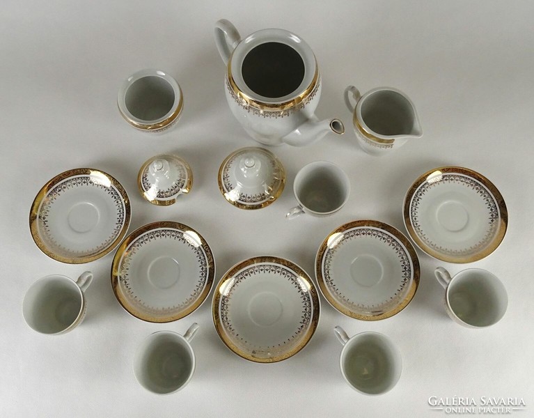 1O562 Jelzett aranyozott lengyel porcelán kávéskészlet