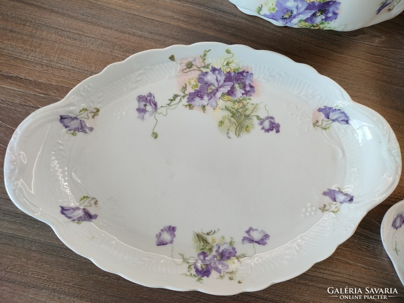 Austrian antique tableware elements, serving set with poppy flower decor
