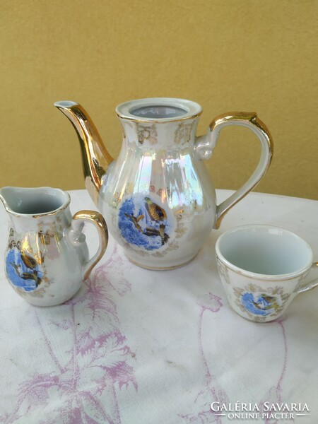Porcelain scenic, iridescent, coffee set for sale! For replacement
