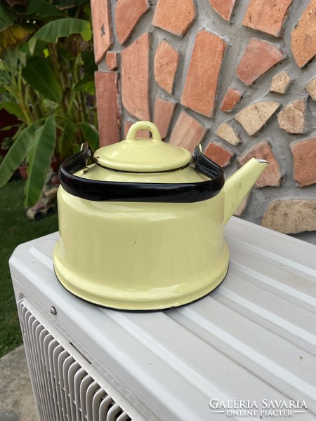 3 Liter Enamel Yellow Teapot Teapot Heirloom Antique Nostalgia