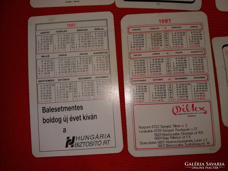 1987 - 1991 Maruzsi László rally Vegyes magyar reklám kártyanaptár 6 darab egyben a képek szerint