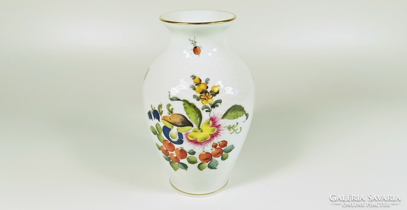 Herendi, bouquet de fruits fruit pattern vase 14 cm., hand painted porcelain, flawless! (B143)