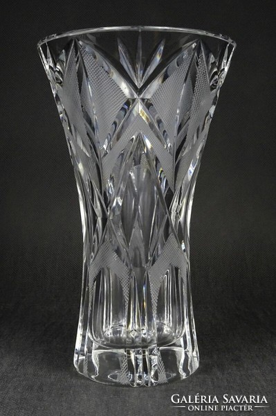 1O610 Elegáns csiszolt üveg kristály váza 20.5 cm