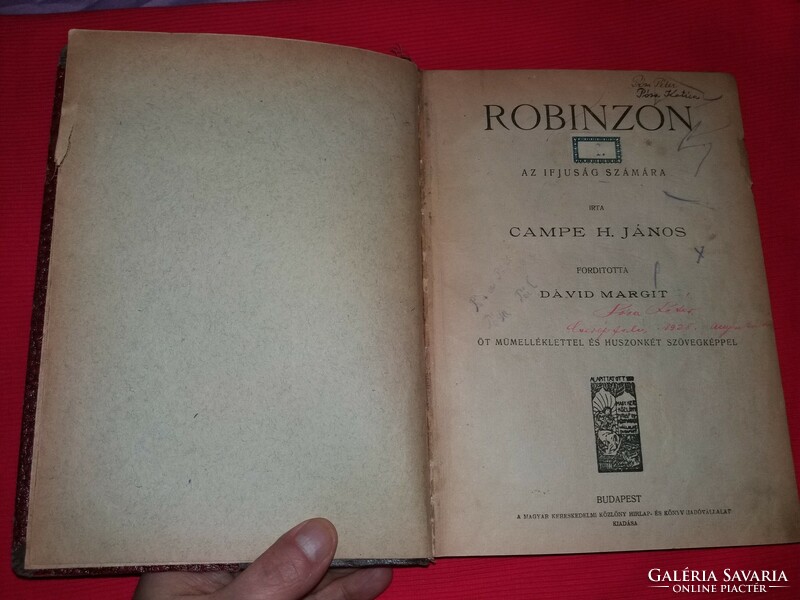 1930.Campe H.JÁNOS: ROBINZON antik ifjúsági könyv ritkaság képek szerint Magyar kereskedelmi Közlöny