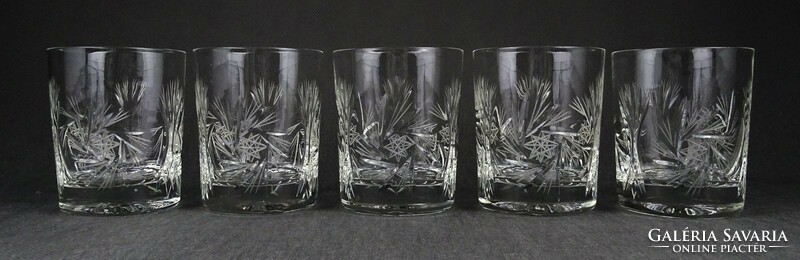 1O607 Csiszolt üveg kristály Whiskey pohár 5 darab