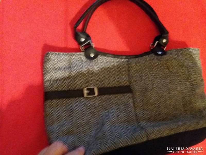 Elegant solid handbag canvas - leather women's bag, in perfect condition as shown in the pictures