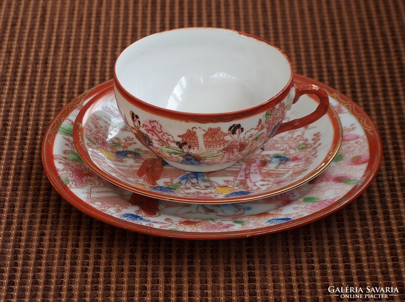 Five tea cups + five saucers + six cookie sheets, fine Japanese porcelain
