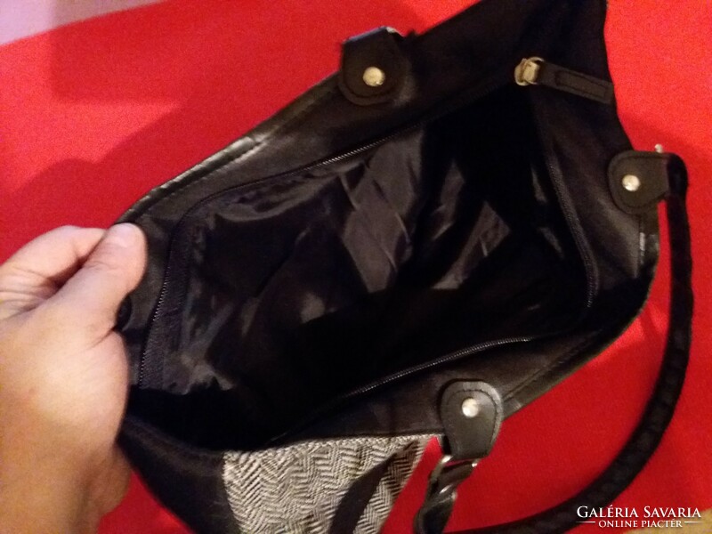 Elegáns szolíd kézitáska vászon - bőr női táska, hibátlan állapotban a képek szerint