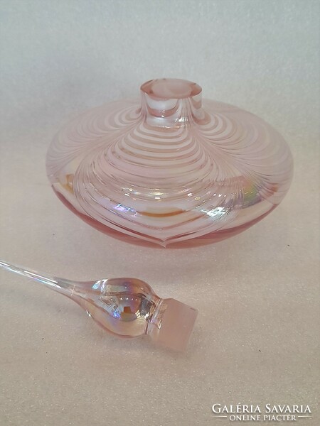 Pink iridescent glass perfume bottle