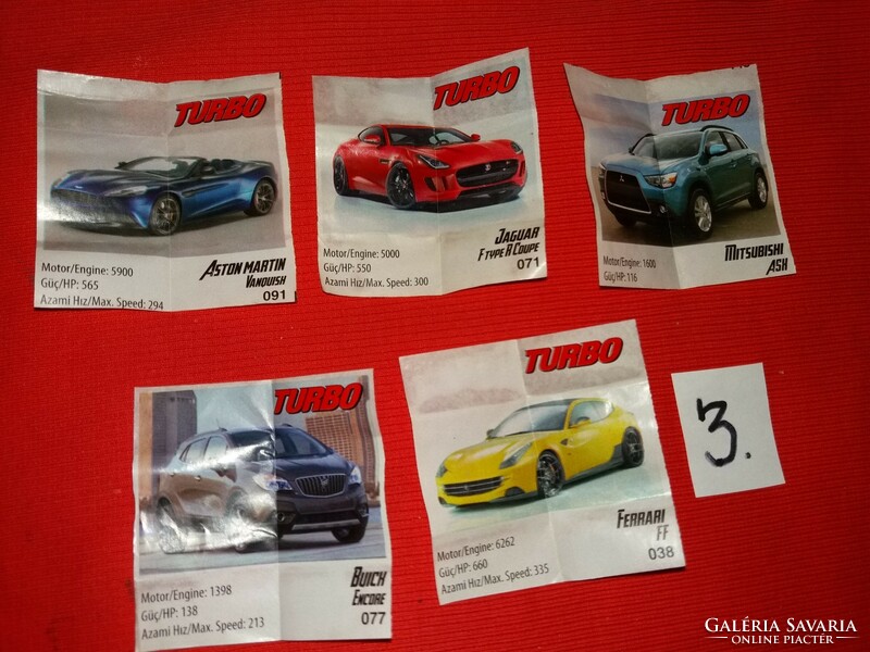Retro 1990s turbo sport bubble gum collectible car stickers 5 pieces in one according to the pictures 3
