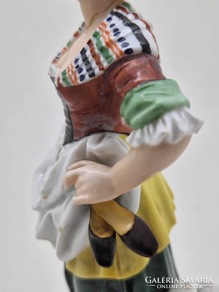 Antik német kontinentális porcelán hölgy figura Dressel Kister 19cm