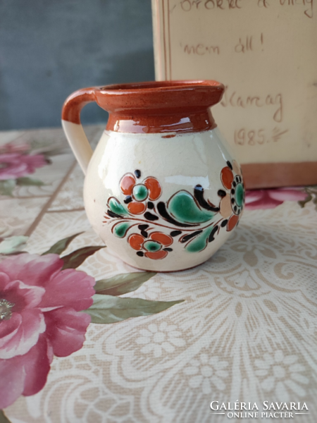 Tiszafüred ceramic small jug marked Imre Szűcs