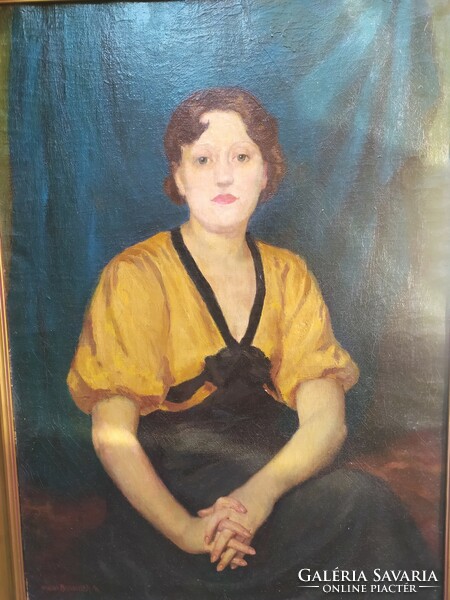Vydai Brenner Nándor: női portré, olaj, vászon festmény, 102 x 77 cm