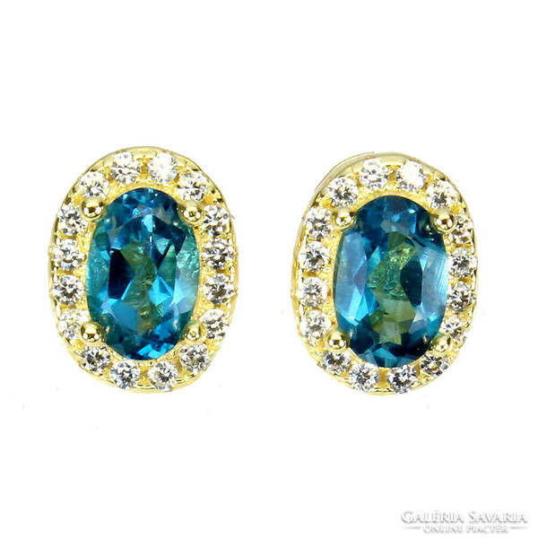 Real blue topaz with 925 silver earrings