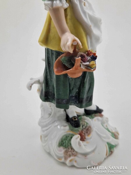 Antik német kontinentális porcelán hölgy figura Dressel Kister 19cm