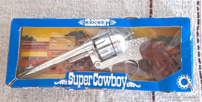 Vintage 'Super Cowboy', patronos, forgótáras játék pisztoly