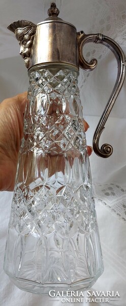 Art deco carafe decanter with silver-plated spout