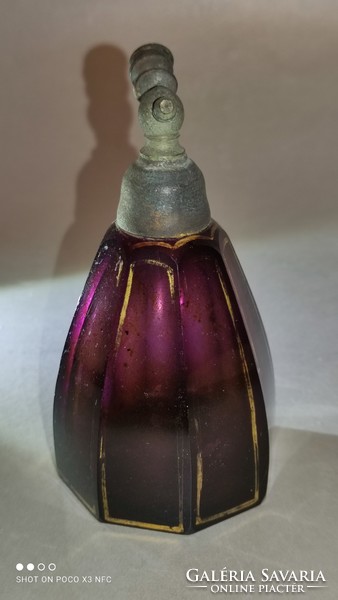 Antik parfümös üveg ón szerelékkel Moser?