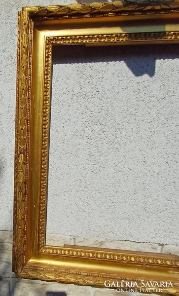 Antique 150-year-old Biedermeier painting frame, flat gold, windy frame, bieder, bieder mirror frame,