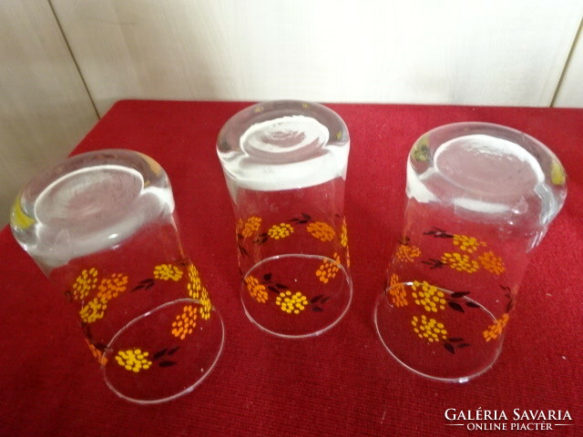 Glass cup with a flower pattern, soft drink, three pieces. Jokai.