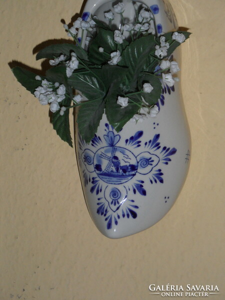 Holland kézi festésű nagyobb méretű porcelán klumpa, falidísz, váza
