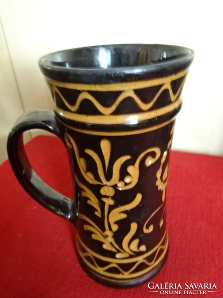 Korondi glazed ceramic jug, made by János Józsa in 1979. Jokai.