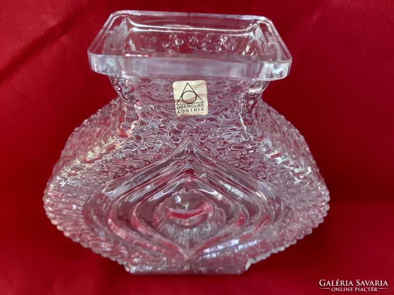 Osztrák Oberglass  jégüveg "szem" váza