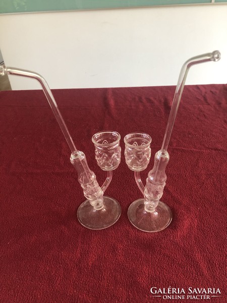 2 special brandy glasses made of glass, in a pair, a real curiosity
