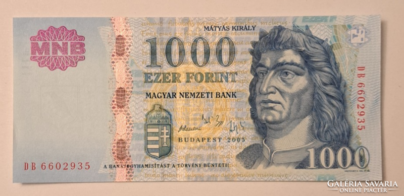 1000 forint 2005. nagyon szép , ropogós DB sorozat (65)