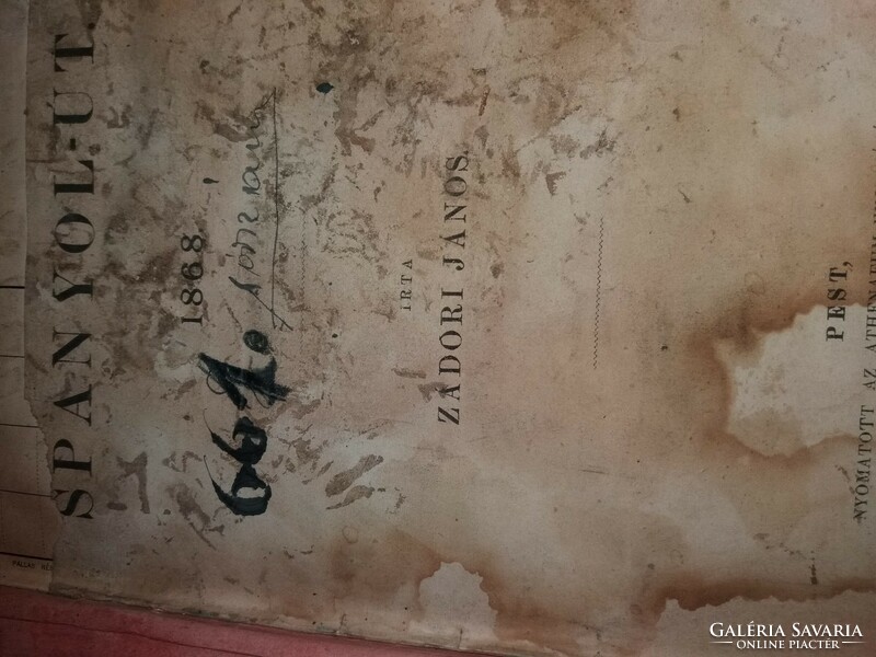 1868. antik Zádori János: Spanyol út könyv útikönyvképek szerint restaurált Athenaeum