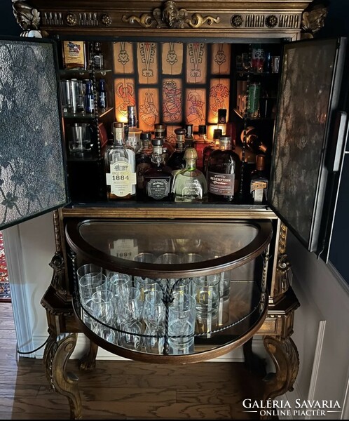 Antique French Renaissance liquor cabinet