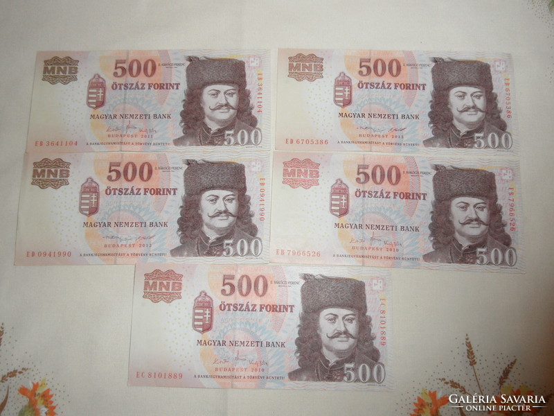 HUF 500 paper money (5 pcs.)