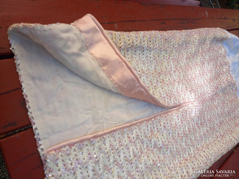 Vintage women's sequined maxi skirt, evening skirt / mother of pearl sequined evening skirt, size: 36/38.