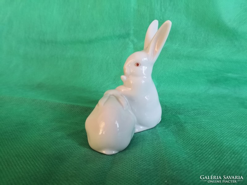 Antique Herend porcelain bunnies, pair of bunnies, eating corn (rabbit)