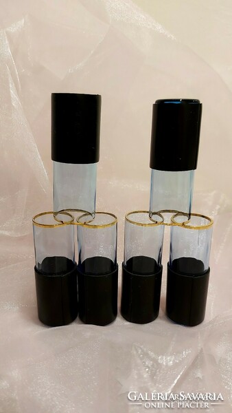 Retro blue color, leather inset, 6-person short drinking glass set.