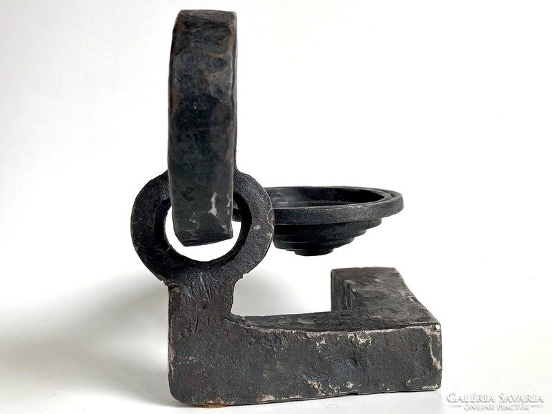 Industrial brutalist wrought iron - candle holder