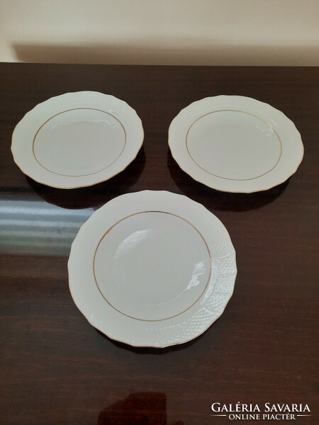 3 Herend porcelain cake plates with white gold border