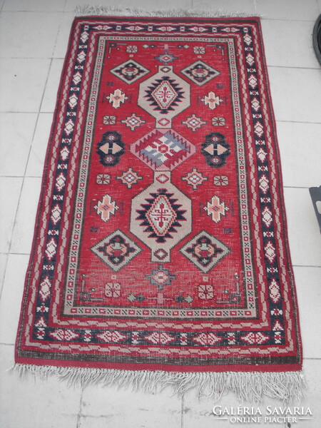 Antique carpet, worn, handmade, size 159 x 92 cm without fringes