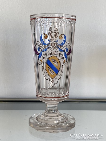 19.századi címeres hántolt pohár