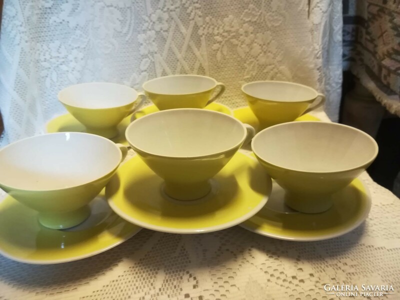 Yellow porcelain coffee set