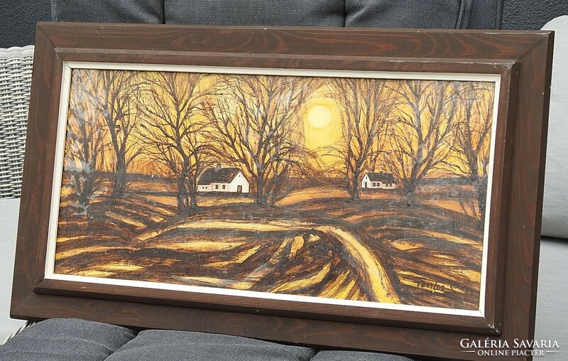 The work of Szeged painter Sándor Fótsos (1920 - 1991): farms with trees - marked, original work