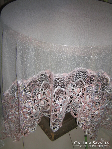 Gyönyörű vintage rózsaszín széles csipkés panoráma függöny
