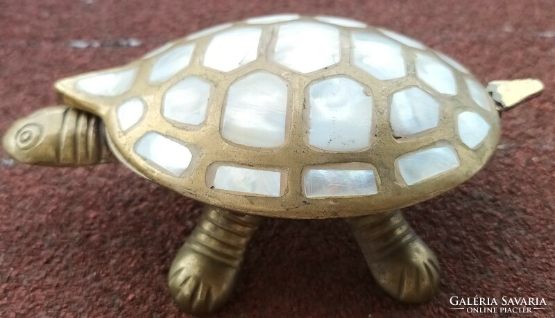 Copper turtle jewelry holder with shell inlay