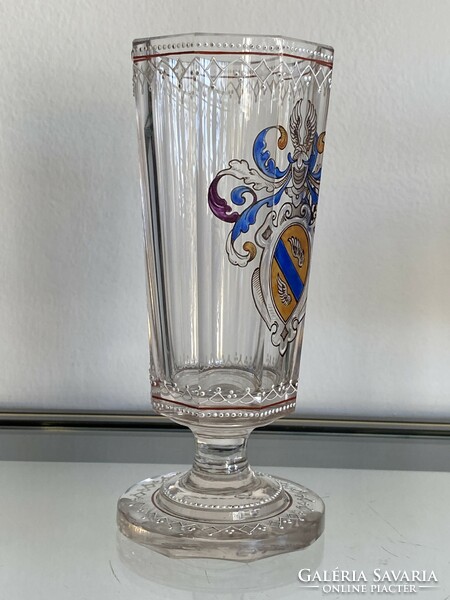19th century shelled glass with coat of arms