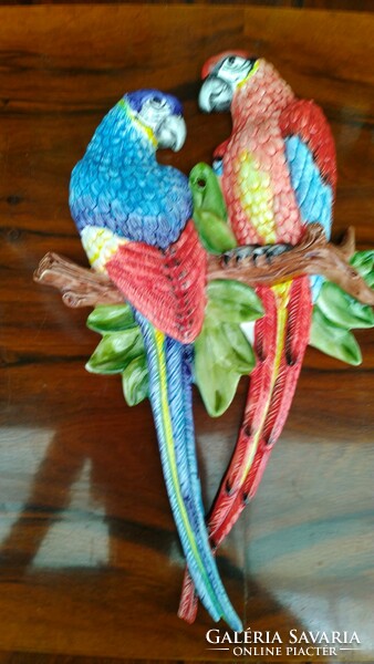 Glazed ceramic parrots