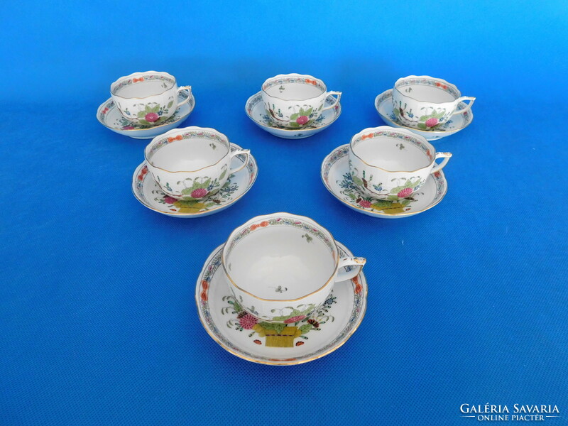 Set of 6 tea cups with colorful Indian pattern from Herend