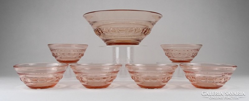 1O841 old colored glass compote glass set