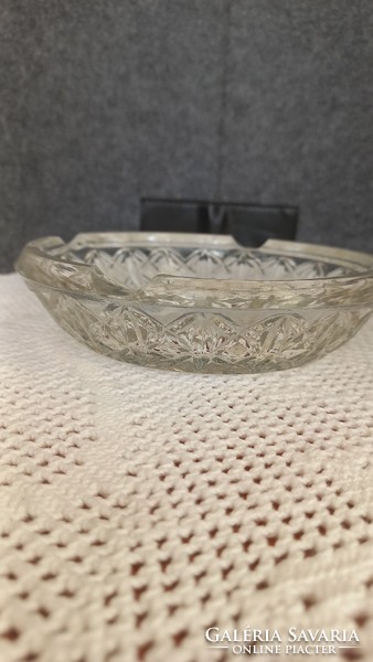 Retro glass ashtray, flawless, thick-walled, 4 x 15 cm, 512 gr.