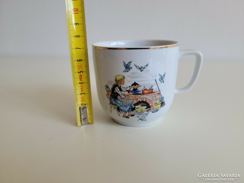 Old retro fairy tale pattern Raven House porcelain mug, children's mug