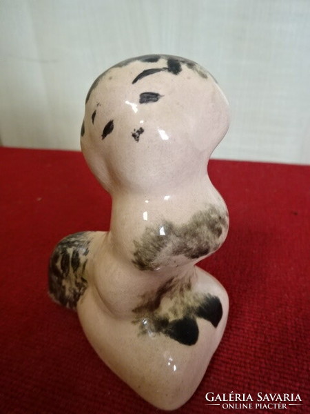 Hungarian glazed ceramic figure, beige dog with black spots. Jokai.